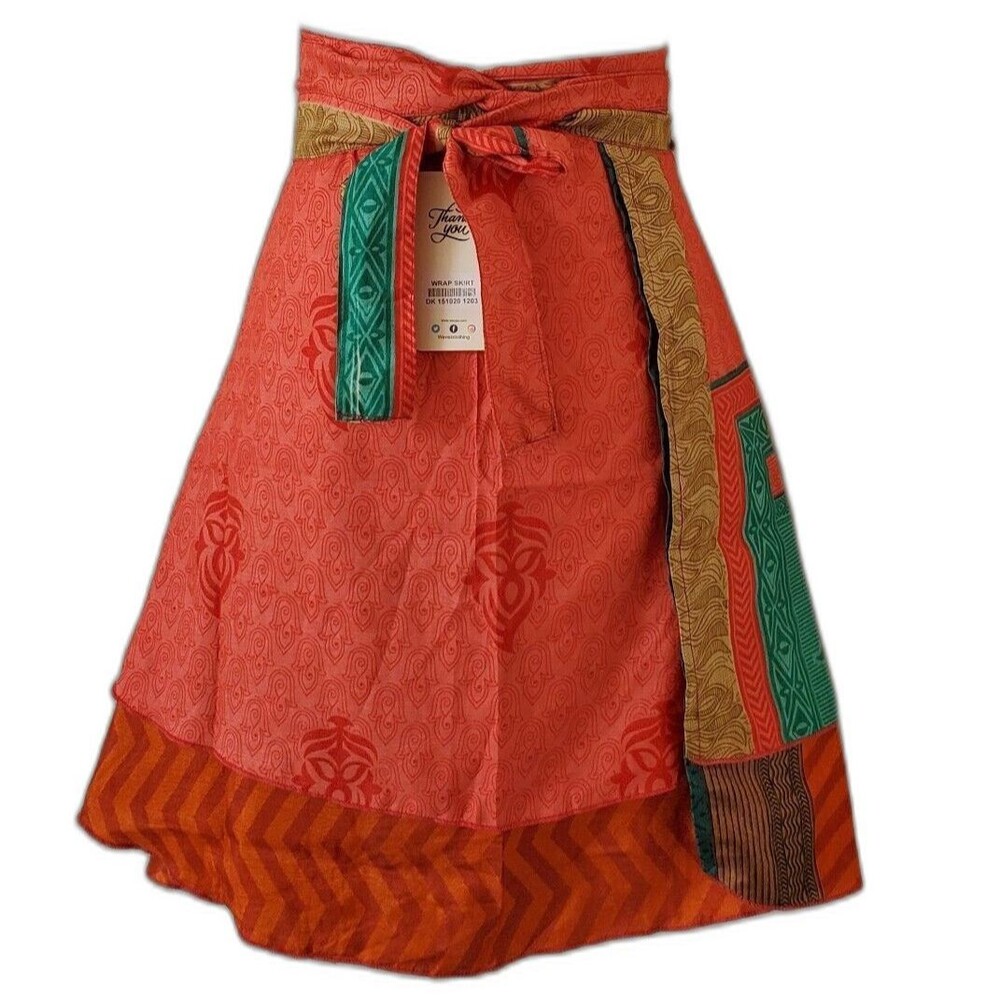 Wevez Clothing Wrap Skirt Silk Blend Reversible One Size Boho Lagen Look NWT